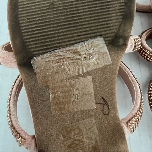 Guess Women’s Sparkly Light Pink Vegan Strappy Toe Loop Slide Flat Sandals Sz 8 - Picture 6 of 7